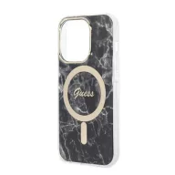   Guess Marble MagSafe Apple iPhone 14 Pro Max hátlap tok, fekete + MagSafe töltő