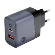   Forcell hálózati gyorstöltő USB-C + USB-A, PD + QC 4.0, 4A, 45W, kék