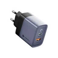   Forcell hálózati gyorstöltő USB-C + USB-A, PD + QC 4.0, 4A, 45W, kék