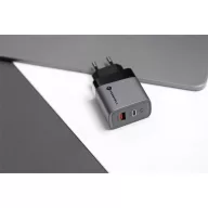   Forcell hálózati gyorstöltő USB-C + USB-A, PD + QC 4.0, 4A, 45W, kék