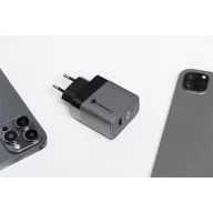   Forcell hálózati gyorstöltő USB-C + USB-A, PD + QC 4.0, 4A, 45W, kék