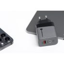 Forcell hálózati gyorstöltő USB-C + USB-A, PD + QC 4.0, 4A, 45W, kék