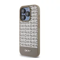   DKNY PU Leather Repeat Pattern Bottom Stripe Apple iPhone 15 Pro tok, barna