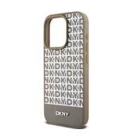   DKNY PU Leather Repeat Pattern Bottom Stripe Apple iPhone 15 Pro tok, barna