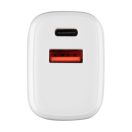 Tactical Base Plug Dual gyorstöltő adapter USB-A+ USB-C, 20W,fehér