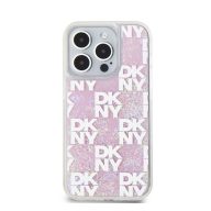   DKNY Liquid Glitter Checkered Pattern iPhone 15 Pro hátlap tok, rózsaszín