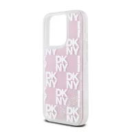   DKNY Liquid Glitter Checkered Pattern iPhone 15 Pro hátlap tok, rózsaszín