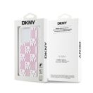 DKNY Liquid Glitter Checkered Pattern iPhone 15 Pro hátlap tok, rózsaszín