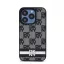 DKNY PU Leather Checkered Pattern and Stripe iPhone 14 Pro Max hátlap tok, fekete