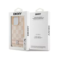   DKNY PU Leather Checkered Pattern and Stripe iPhone 14 Pro Max hátlap tok, rózsaszín