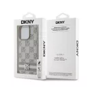 DKNY PU Leather Checkered Pattern and Stripe iPhone 15 Pro Max hátlap tok, bézs