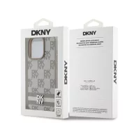   DKNY PU Leather Checkered Pattern and Stripe iPhone 15 Pro Max hátlap tok, bézs