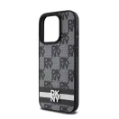 DKNY PU Leather Checkered Pattern and Stripe iPhone 15 Pro Max hátlap tok, fekete