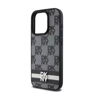   DKNY PU Leather Checkered Pattern and Stripe iPhone 15 Pro Max hátlap tok, fekete
