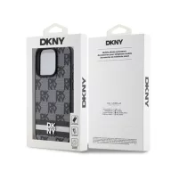   DKNY PU Leather Checkered Pattern and Stripe iPhone 15 Pro Max hátlap tok, fekete