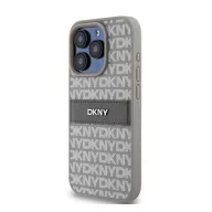   DKNY PU Leather Repeat Pattern Tonal Stripe iPhone 14 Pro hátlap tok, bézs
