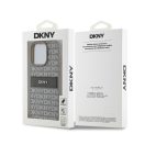 DKNY PU Leather Repeat Pattern Tonal Stripe iPhone 14 Pro hátlap tok, bézs