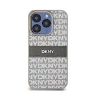   DKNY PU Leather Repeat Pattern Tonal Stripe iPhone 14 Pro Max hátlap tok, bézs