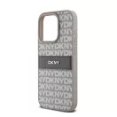 DKNY PU Leather Repeat Pattern Tonal Stripe iPhone 14 Pro Max hátlap tok, bézs