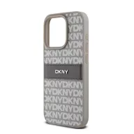   DKNY PU Leather Repeat Pattern Tonal Stripe iPhone 14 Pro Max hátlap tok, bézs