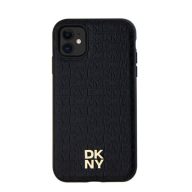   DKNY PU Leather Repeat Pattern Stack Logo Apple iPhone 11 Magsafe kompatibilis hátlap tok, fekete