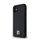 DKNY PU Leather Repeat Pattern Stack Logo Apple iPhone 11 Magsafe kompatibilis hátlap tok, fekete