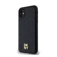   DKNY PU Leather Repeat Pattern Stack Logo Apple iPhone 11 Magsafe kompatibilis hátlap tok, fekete