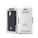 DKNY PU Leather Repeat Pattern Stack Logo Apple iPhone 14 Magsafe kompatibilis hátlap tok, fekete