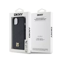   DKNY PU Leather Repeat Pattern Stack Logo Apple iPhone 14 Magsafe kompatibilis hátlap tok, fekete