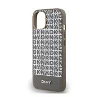   DKNY PU Leather Repeat Pattern Bottom Stripe Apple iPhone 15 Magsafe kompatibilis hátlap tok, barna