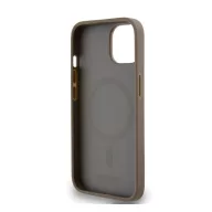   DKNY PU Leather Repeat Pattern Bottom Stripe Apple iPhone 15 Magsafe kompatibilis hátlap tok, barna