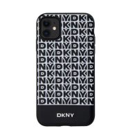   DKNY PU Leather Repeat Pattern Bottom Stripe Apple iPhone 11 Magsafe kompatibilis hátlap tok, fekete