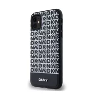   DKNY PU Leather Repeat Pattern Bottom Stripe Apple iPhone 11 Magsafe kompatibilis hátlap tok, fekete