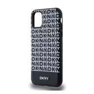   DKNY PU Leather Repeat Pattern Bottom Stripe Apple iPhone 11 Magsafe kompatibilis hátlap tok, fekete
