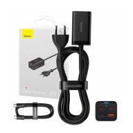   Baseus GaN3 Pro gyorstöltő 2x USB-AUSB-C, 2x USB-A, 65W, fekete
