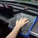Egyoldalas mikroszálas autó tisztító, szárító törölköző, 60 x 90 cm, 700 g / nm, Wooze Car Towel, szürke/kék