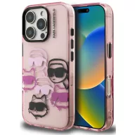   Karl Lagerfeld IML Multi K&CH Heads iPhone 15 Pro hátlap tok, rózsaszín