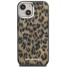 Karl Lagerfeld IML Leopard iPhone 15 MagSafe kompatibilis leopárd mintás hátlap tok, barna