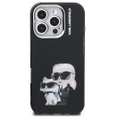 Karl Lagerfeld IML Aquarelle Karl and Choupette iPhone 16 Pro hátlap tok, fekete