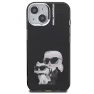Karl Lagerfeld IML Aquarelle Karl and Choupette iPhone 15 hátlap tok, fekete