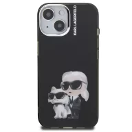   Karl Lagerfeld IML Aquarelle Karl and Choupette iPhone 15 hátlap tok, fekete