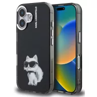   Karl Lagerfeld IML Aquarelle Choupette iPhone 16 hátlap tok, fekete