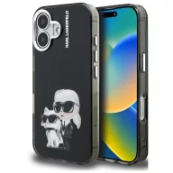   Karl Lagerfeld IML Aquarelle Karl and Choupette iPhone 16 hátlap tok, fekete