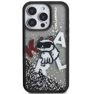   Karl Lagerfeld Liquid Glitter Scattered Choupette iPhone 16 Pro hátlap tok, fekete