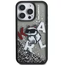Karl Lagerfeld Liquid Glitter Scattered Choupette iPhone 16 Pro Max hátlap tok, fekete