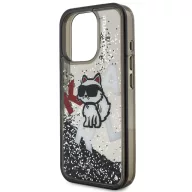   Karl Lagerfeld Liquid Glitter Scattered Choupette iPhone 16 Pro Max hátlap tok, fekete