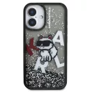 Karl Lagerfeld Liquid Glitter Scattered Choupette iPhone 16 hátlap tok, fekete