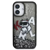   Karl Lagerfeld Liquid Glitter Scattered Choupette iPhone 16 hátlap tok, fekete