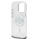 Karl Lagerfeld IML Glitter Karl and Choupette Sketch iPhone 15 Pro MagSafe kompatibilis hátlap tok, átlátszó