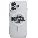 Karl Lagerfeld IML Glitter Karl and Choupette Sketch iPhone 16 MagSafe kompatibilis hátlap tok, átlátszó